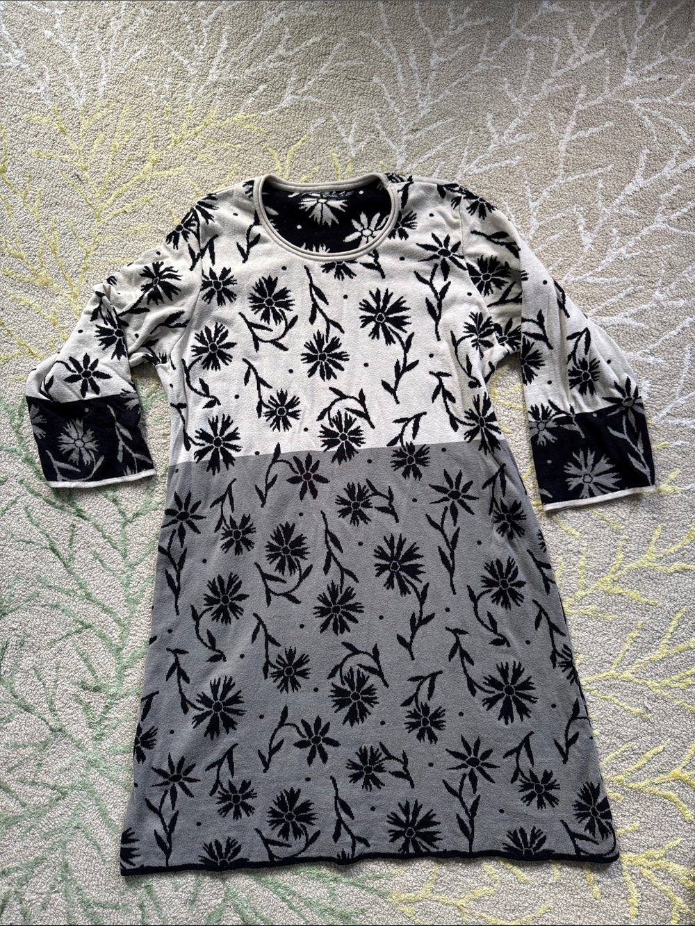 Gundrun Sjoden graphic color block cotton shift dress large